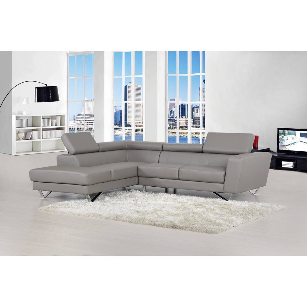 Delia Leather Modern Left Chaise Sectional Sofa Set