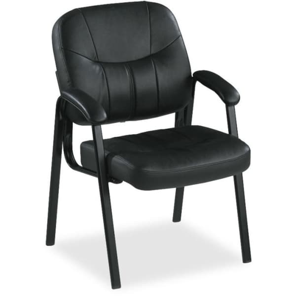 lorell black leather guest chair