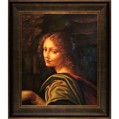 La Pastiche Leonardo da Vinci 'The Virgin of the Rocks (detail - young woman)' Hand-painted Framed Canvas-art