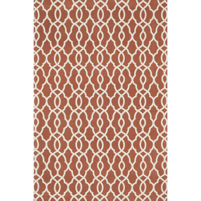Alexander Home Ledbury Trellis Cotton Flatweave Rug - Rust/Ivory - 5' x 7'6" /Surplus