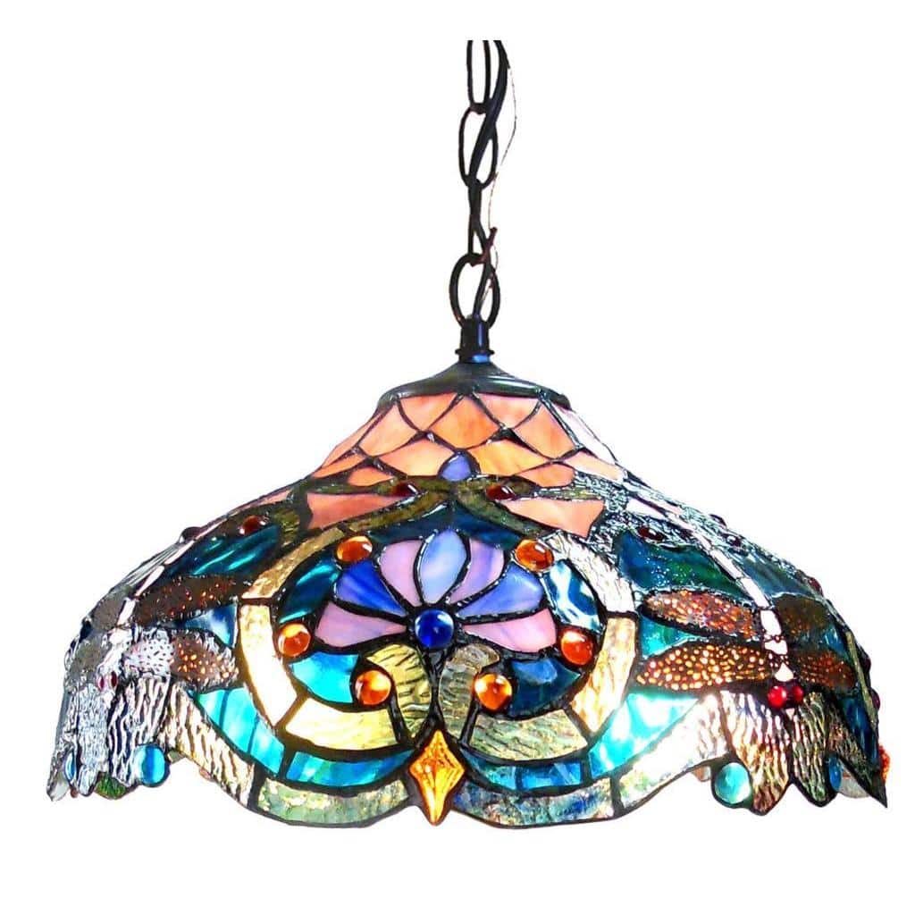 Chloe Tiffany Style Victorian/Dragonfly Design 2-light Pendant