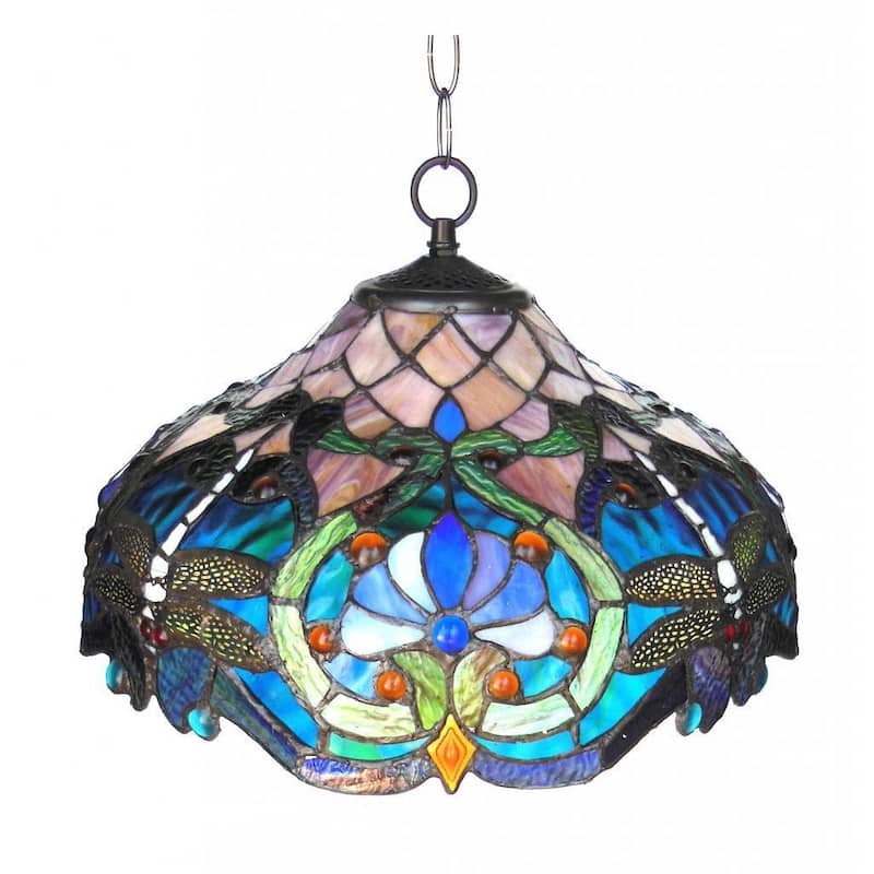 Chloe Tiffany Style Victorian/Dragonfly Design 2-light Pendant