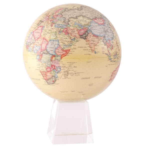 Crystal Base 8.5 inch Antique Ocean Solar Powered MOVA Desktop Globe