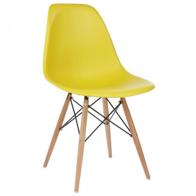 Yellow Plastic Dining Shell Chair