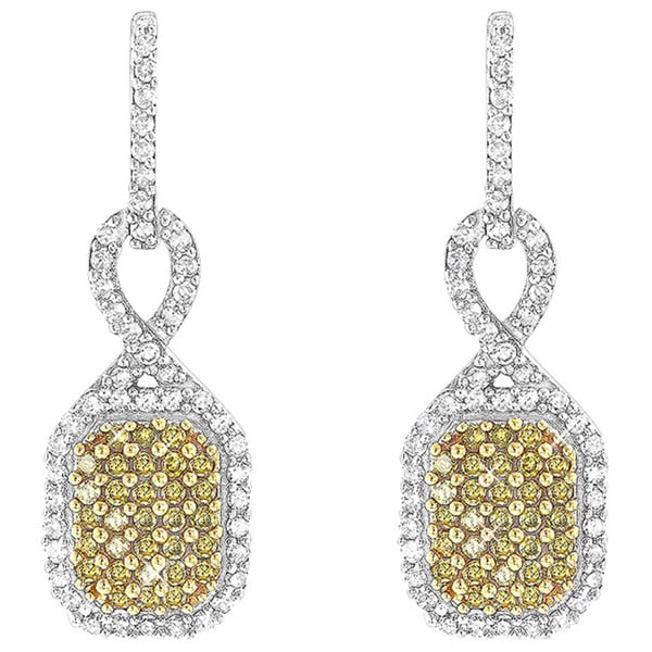 Luxurman 14k Gold 1 2ct Tdw Yellow Diamond Pave Dangle Earrings Luxurman 14k Gold 1 2ct Tdw Yellow Diamond Pave Dangle Earrings