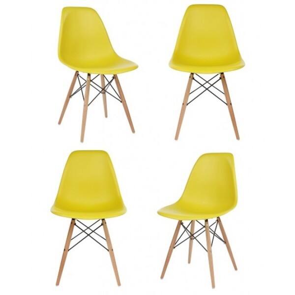 Yellow Plastic Dining Shell Chair (Set of 4) Overstock 9590186