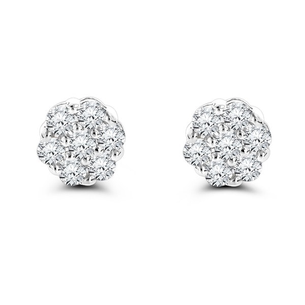 Luxurman 14k Gold 1ct Tdw Round Cut G Set Diamond Earrings Luxurman 14k Gold 1ct Tdw Round Cut G Set Diamond Earrings White H