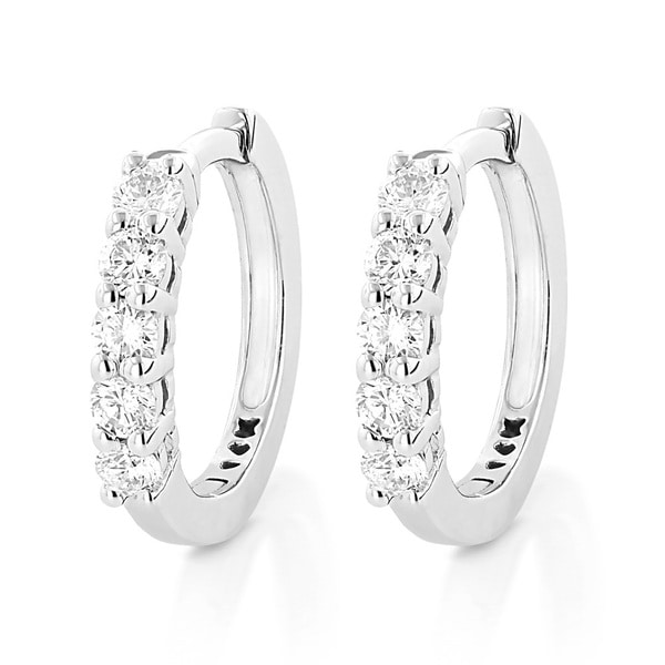 Luxurman 14K Gold 1/3 ct. Diamond Earrings Hoops 0.33ct
