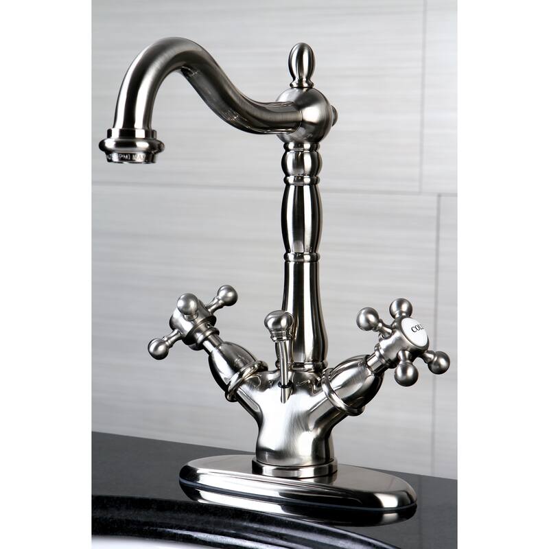 Kingston Brass Victorian Single Hole Satin Nickel Bathroom Faucet
