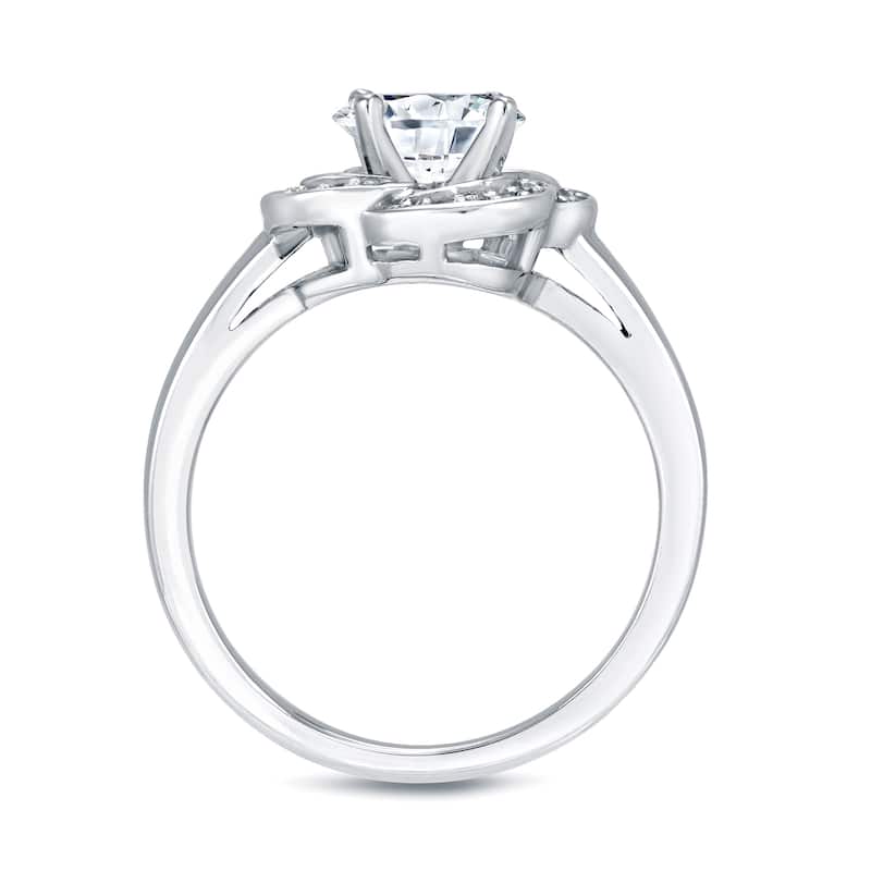 Auriya Unique Floral 3/4ct TDW Round Diamond Engagement Ring Set 14k White Gold Certified