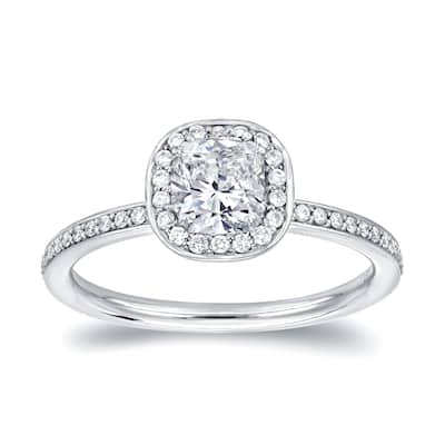 Auriya 18k Gold 4/5ctw Cushion-cut Halo Diamond Engagement Ring