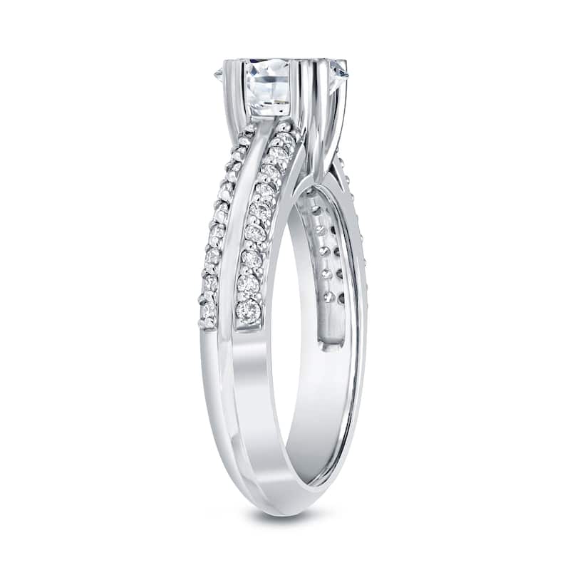 Auriya Unique Double Edge 1ct TDW Round Diamond Engagement Ring 14k White Gold (H-I, SI1-SI2)