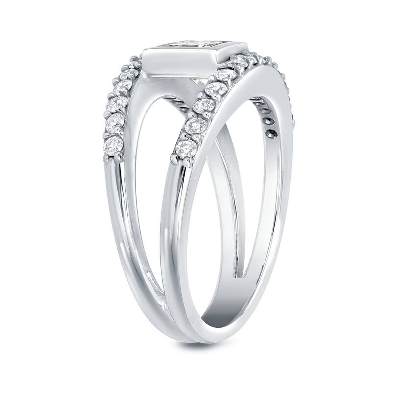 Auriya Split Shank 1ct TDW Princess-Cut Diamond Engagement Ring 14k White Gold