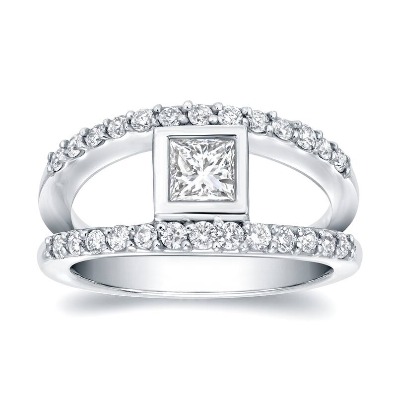 Auriya Split Shank 1ct TDW Princess-Cut Diamond Engagement Ring 14k White Gold