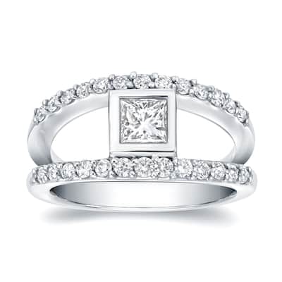 Auriya Split Shank 1ct TDW Princess-Cut Diamond Engagement Ring 14k White Gold