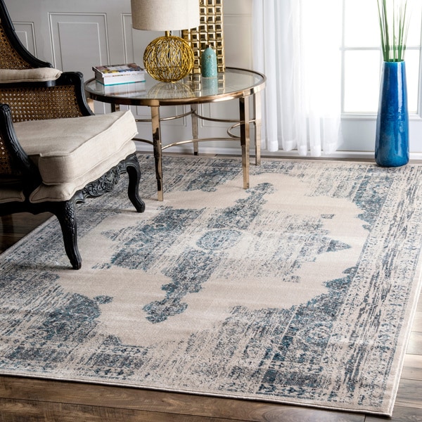 nuLOOM Oriental Vintage Viscose Persian Ivory Area Rug - 7'8 x 9'6