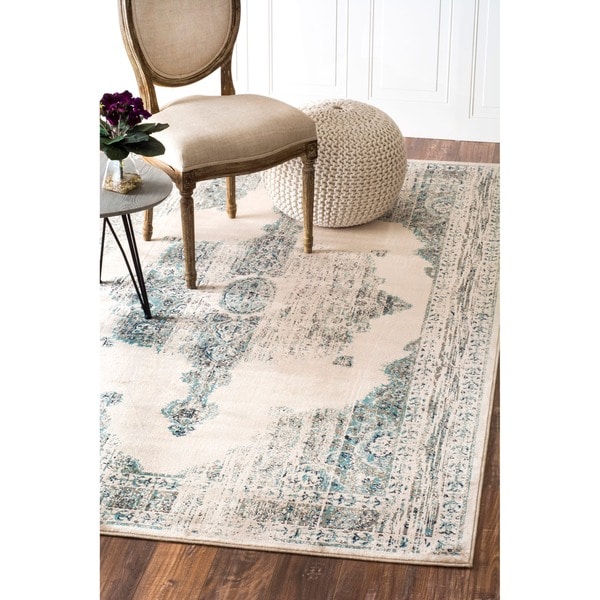 nuLOOM Oriental Vintage Viscose Persian Ivory Area Rug (78 x 96