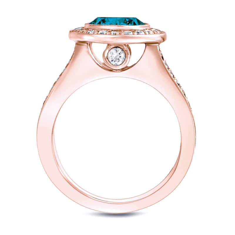 Auriya 14k Rose Gold 2ctw Blue Diamond Halo Engagement Ring