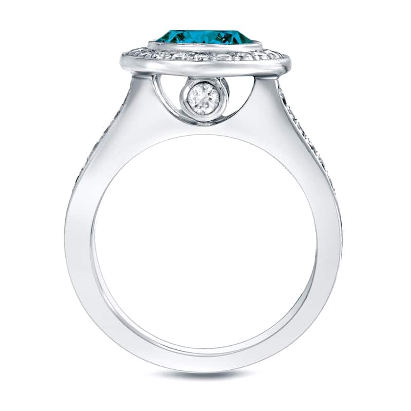 Auriya 14k Gold 2ctw Unique Halo Blue Diamond Engagement Ring (H-I, SI1-SI2)