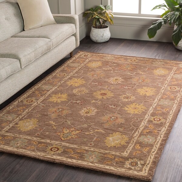 Hand-Tufted Akio Bordered Wool Rug - 4' x 6'