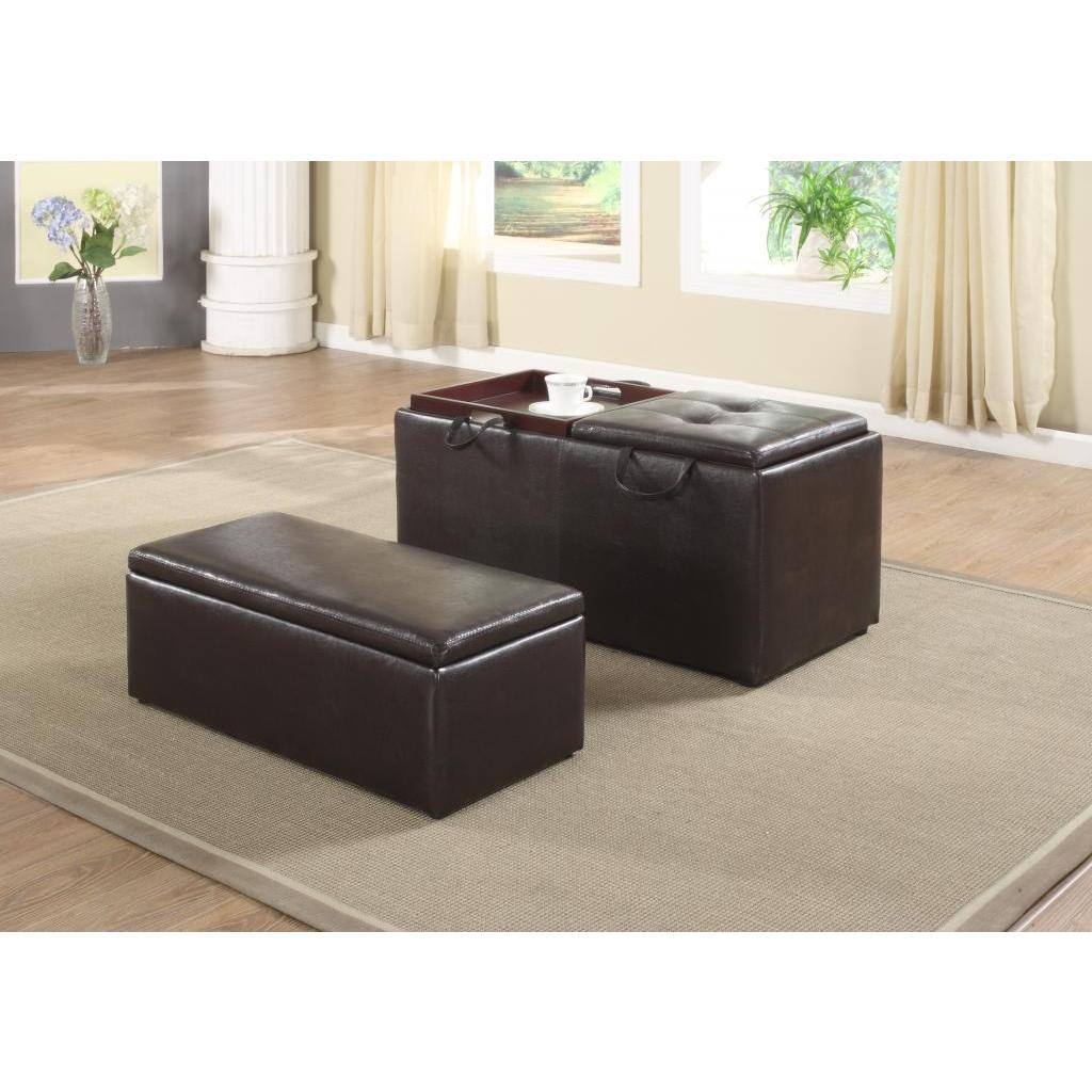 Brown Storage Bench with Trays