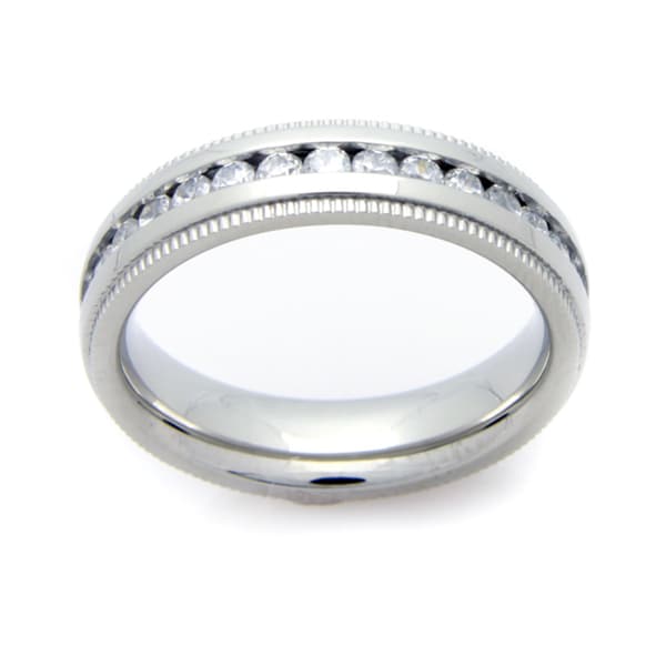 Stainless Steel Cubic Zirconia Eternity Band
