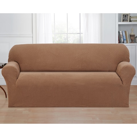 Brown Sofa Couch Slipcovers Online At Our Basketweave Stretch Sofa Slipcover