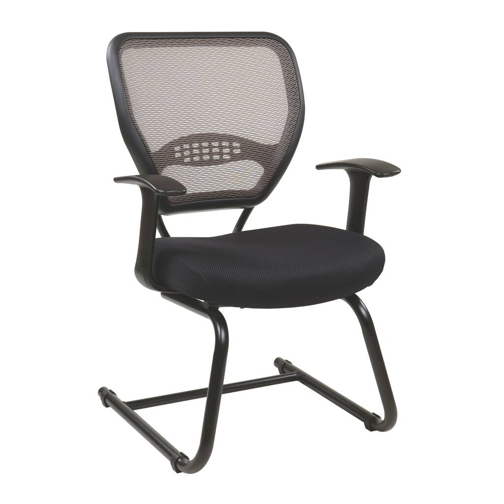 Black Professional Latte Mesh Sled Base Visitors Chair