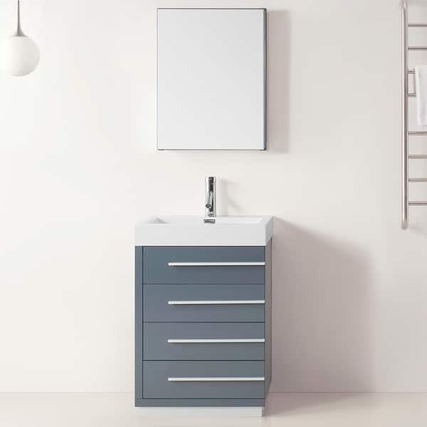 Virtu USA Bailey 24inch Grey Single Sink Bathroom Vanity Overstock