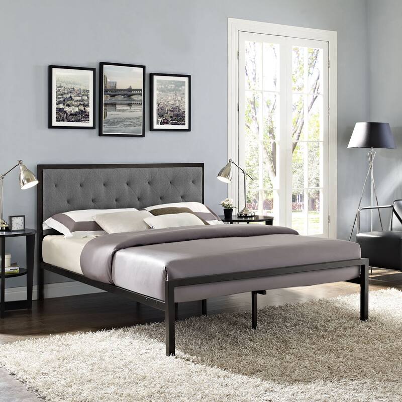 Mia Queen Fabric Platform Bed