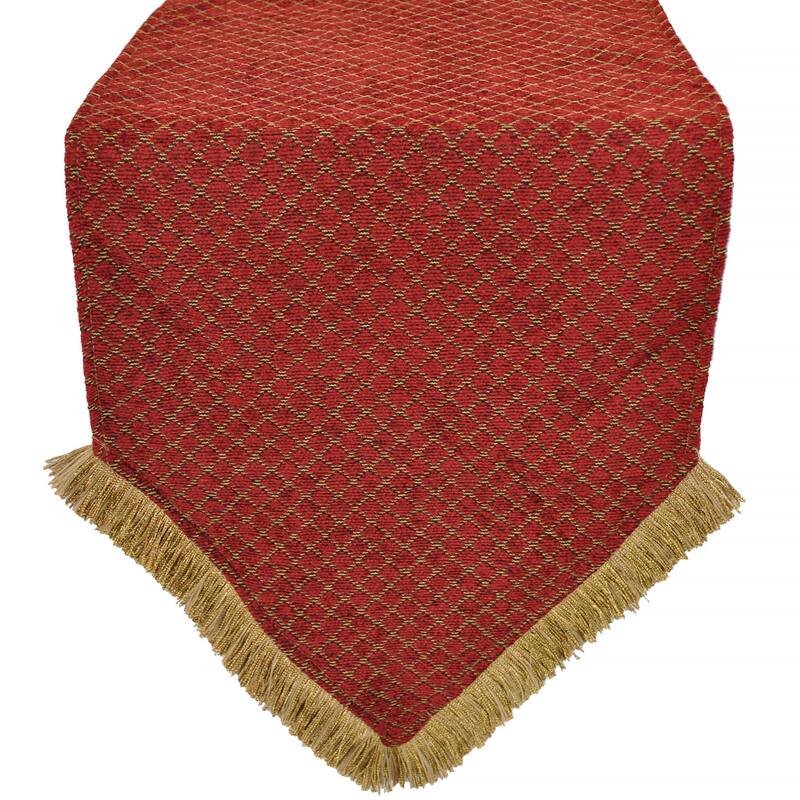 Sherry Kline Red Diamond Chenille Luxury Table Runner
