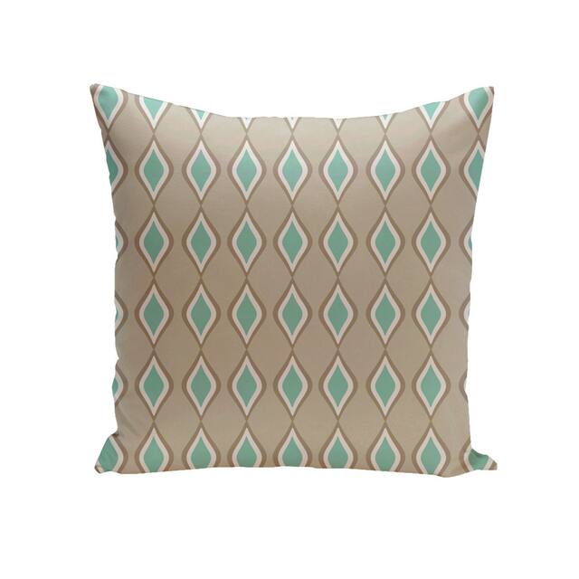 Geometric Decorative Throw Pillow 20 x 20-inch - Flax and Aqua