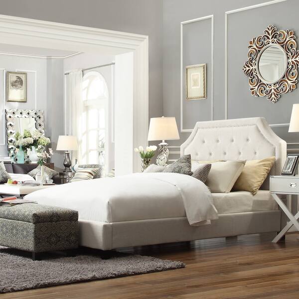 INSPIRE Q Grace Cream Linen Arched Bridge Top Platform Bed - - 9598431