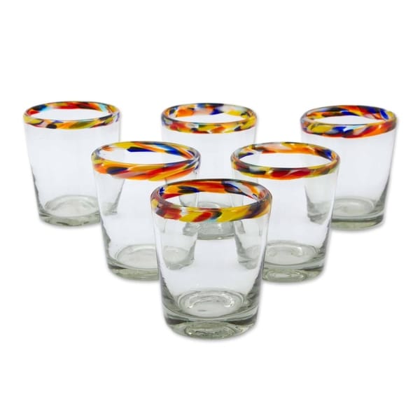 Blown Glass Confetti Juice Glasses Set of 6