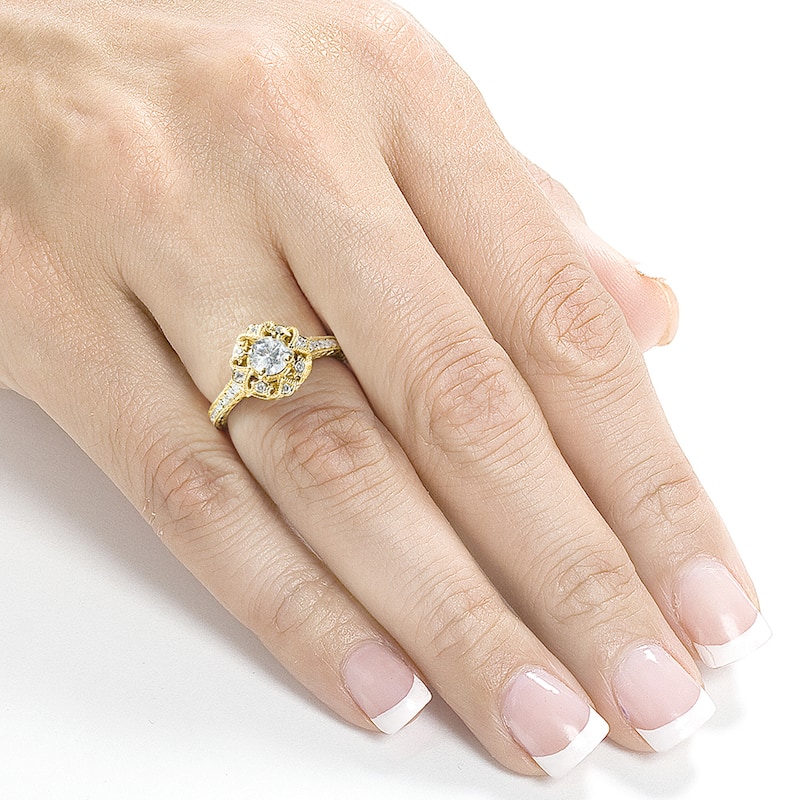 Annello by Kobelli 14k Yellow Gold 1/2ct TDW Floral Vintage Diamond Engagement Ring