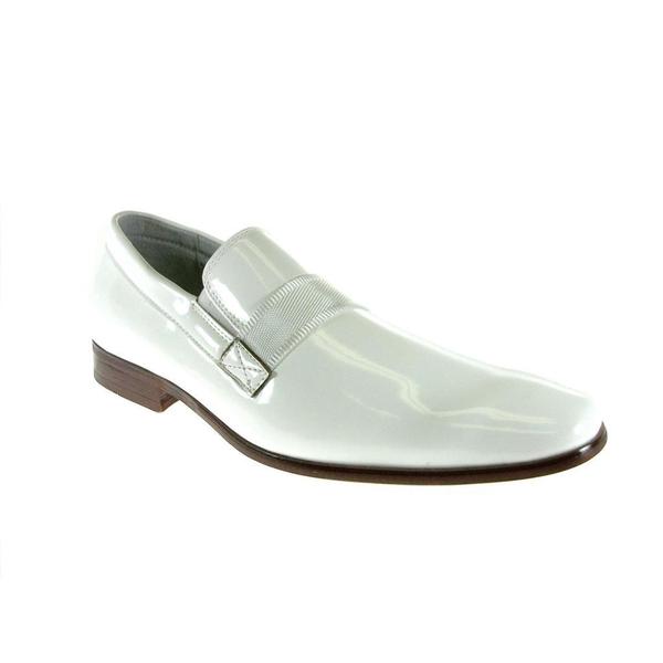 white patent leather loafers