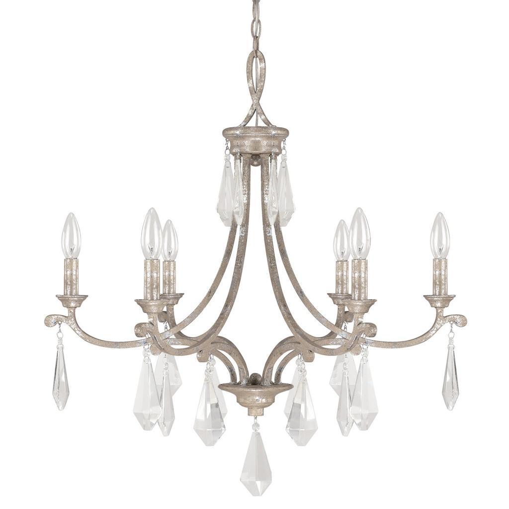 Harlow 6-light Painted Silver Quartz Chandelier Light - Siilver Quartz - Chandeliers For Bedrooms by Overstock.com