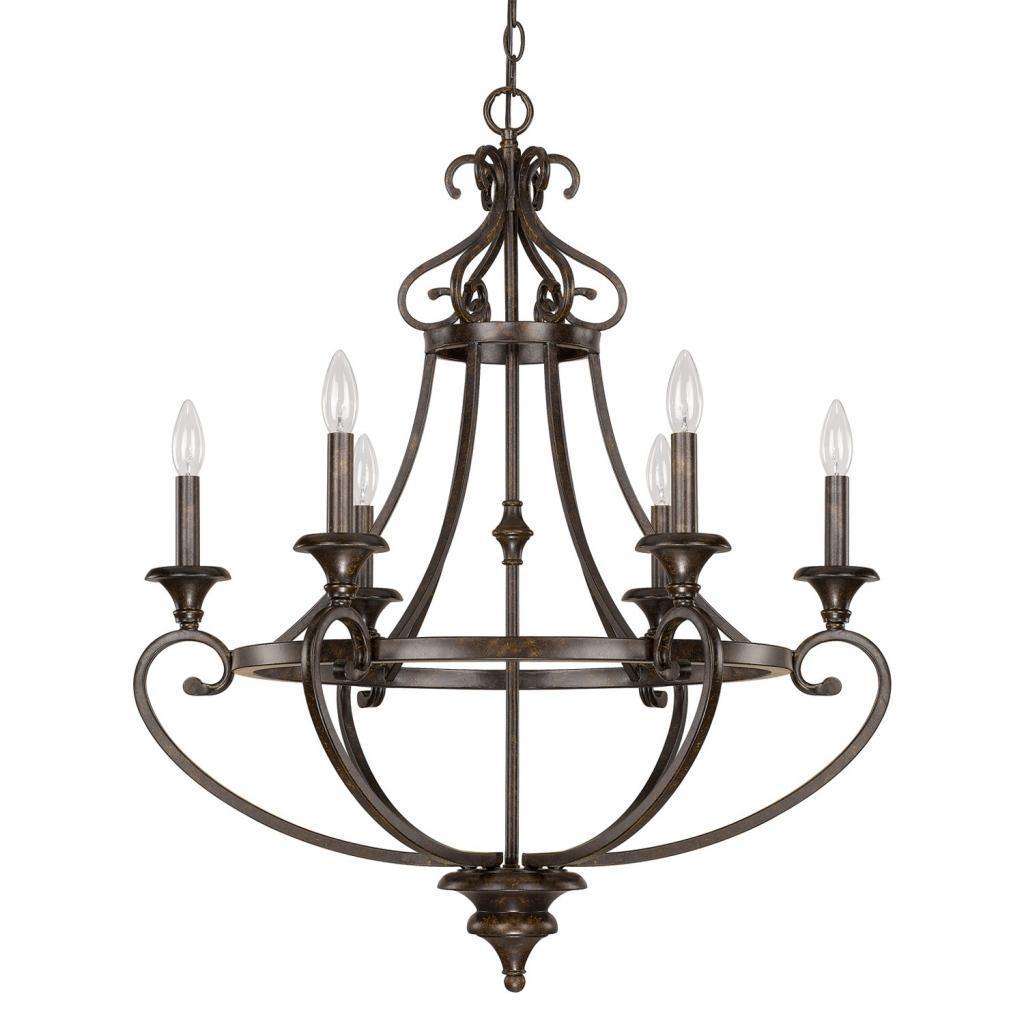 Maxwell 6-light Painted Chesterfield Brown Chandelier Light - Chandeliers For Bedrooms by Overstock.com