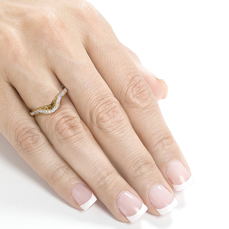 Annello by Kobelli 14k Yellow Gold 1/8ct TDW Ladies Contoured Diamond Wedding Band