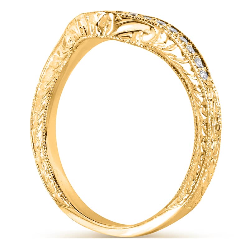 Annello by Kobelli 14k Yellow Gold 1/8ct TDW Ladies Contoured Diamond Wedding Band