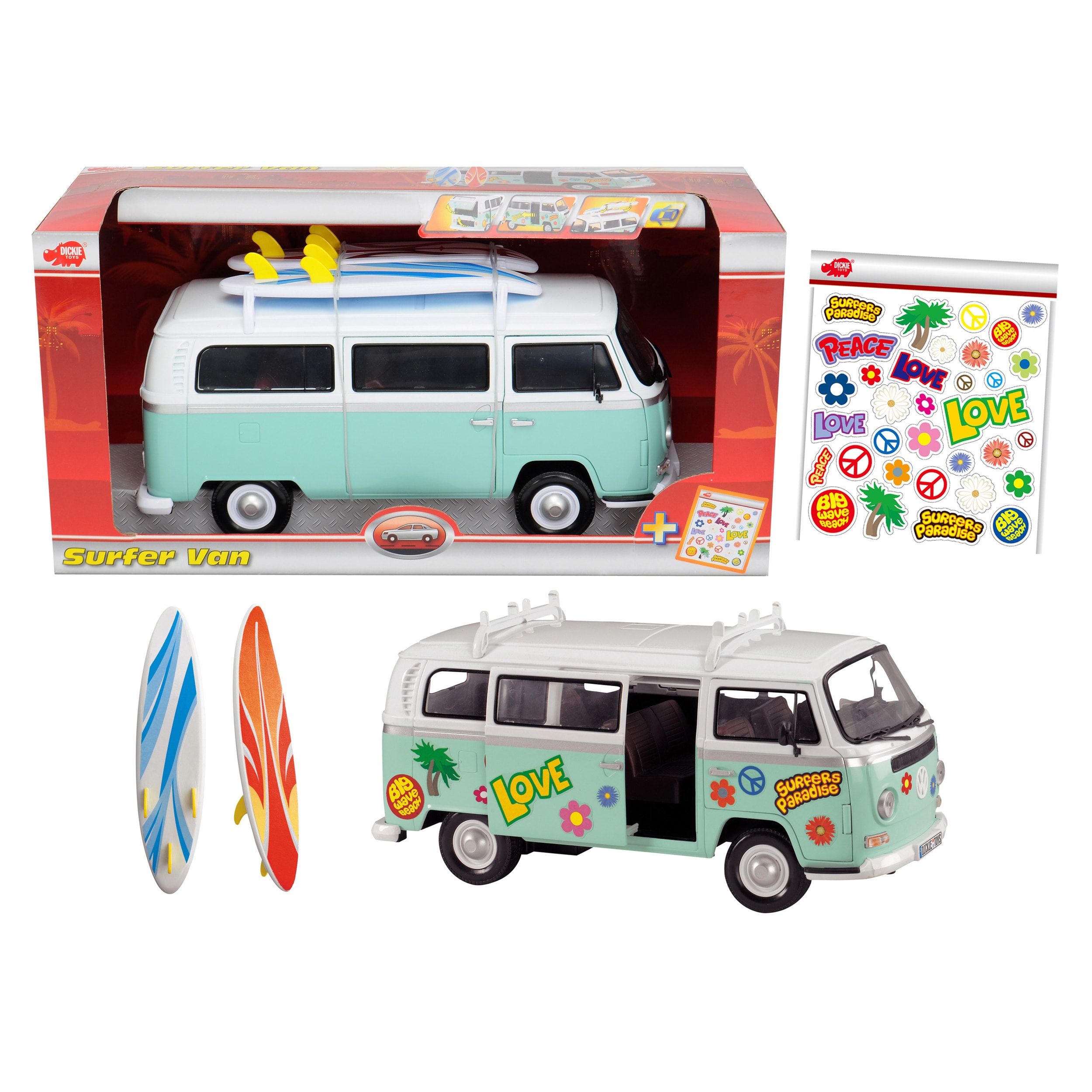 toy vw bus with surfboards