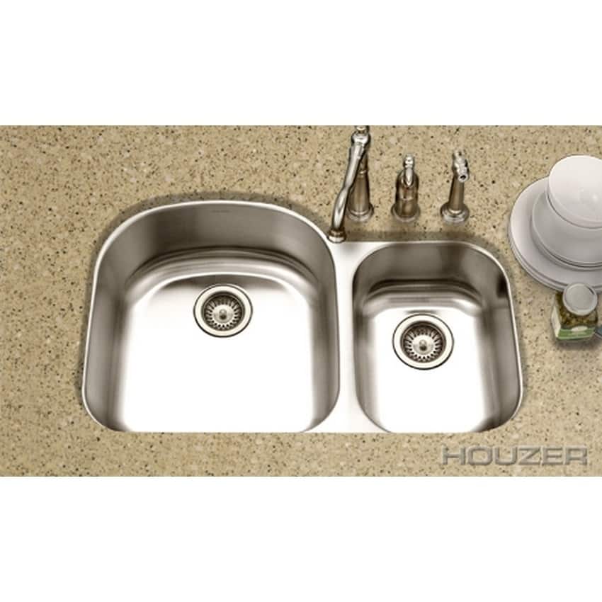 Houzer Medallion Designer 70/30 Small Bowl Right Double Bowl