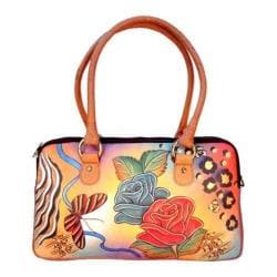 Women's ANNA by Anuschka Large Zip Around Satchel 8039 Peacock Collage ...