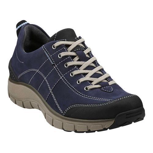 Women's Clarks Wave.Trek Walking Shoe Navy Leather - Free Shipping ...