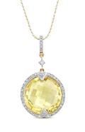 14kt Gold & Diamond Round Halo Diamond Pendant with Gemstone Center (I-J, I1-I2)