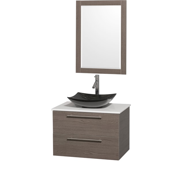 Wyndham Collection Amare 30 inch Grey Oak/ White Stone Single Vanity