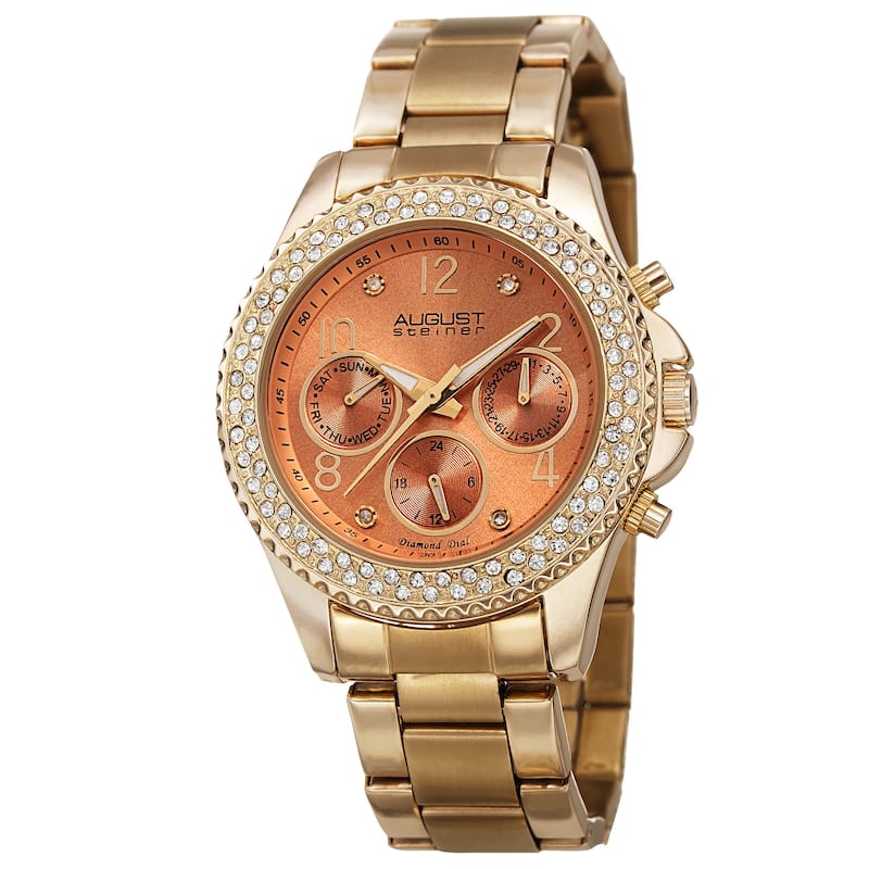 August Steiner Women's AST8136YGOR Swiss Quartz Diamond Gold-Tone Bracelet Watch