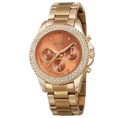 August Steiner Women's AST8136YGOR Swiss Quartz Diamond Gold-Tone Bracelet Watch