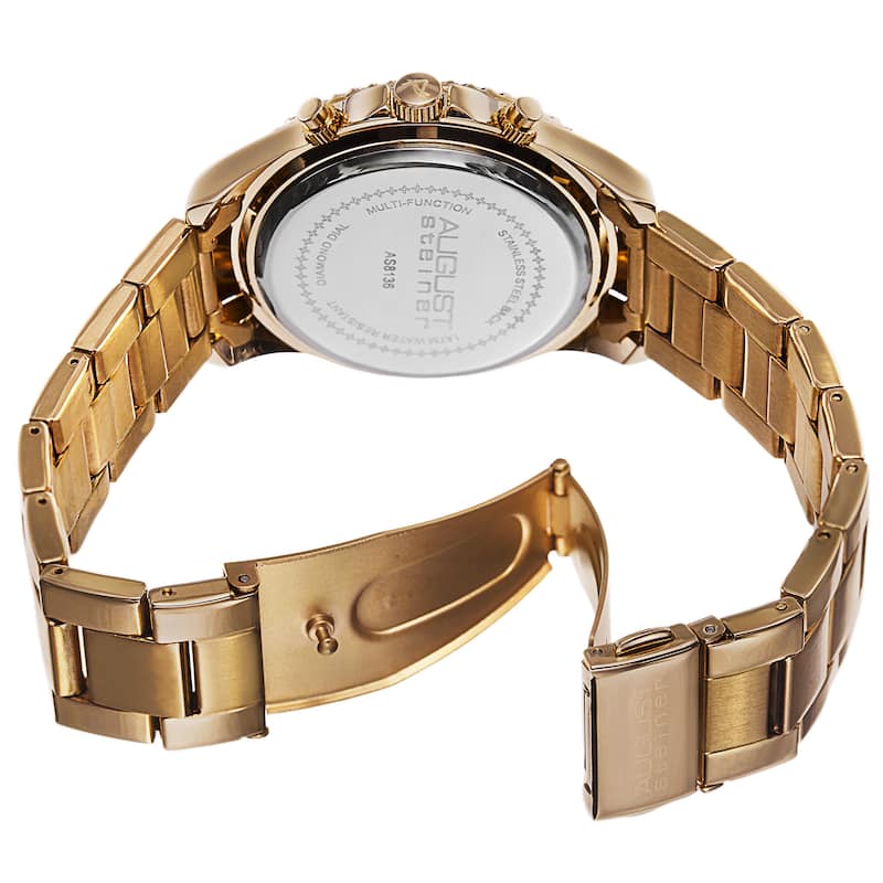 August Steiner Women's AST8136YGOR Swiss Quartz Diamond Gold-Tone Bracelet Watch