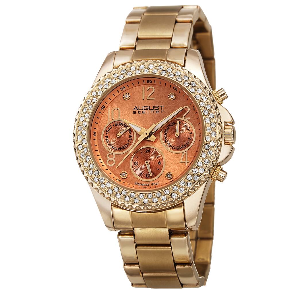 August Steiner Women's AST8136YGOR Swiss Quartz Diamond Gold-Tone Bracelet Watch